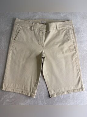 LOFT Beige/Tan Women's Bermuda Roll Shorts ~ Sz 14 ~ Neutral, Preppy, Casual